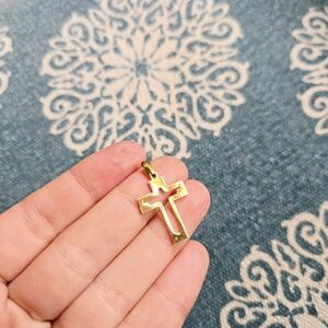 Vintage Gold Jesus Cutout Cross Pendant